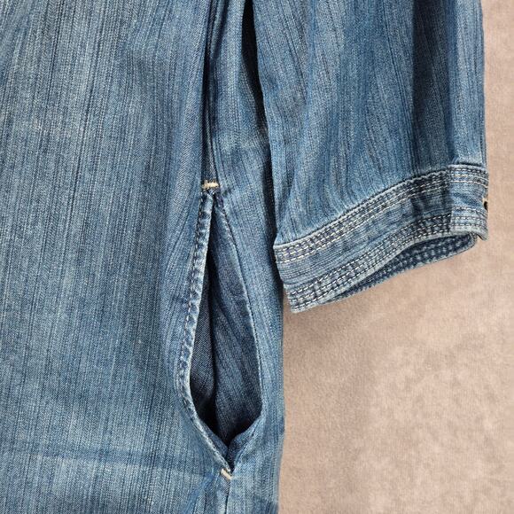 Gap Blue Demin Jeans Cotton Western Shirt Short Sleeve Top Small - Picture 6 of 8